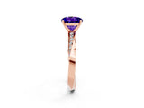 Rose gold Round Cut Tanzanite Engagement Ring with Side Stone Accents and Four-Prong Setting_62