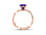 Rose gold Round Cut Tanzanite Engagement Ring with Side Stone Accents and Four-Prong Setting_63