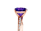 Rose gold Round Cut Tanzanite Engagement Ring with Side Stone Accents and Four-Prong Setting_65
