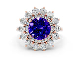 Rose gold Round Cut Tanzanite Floral Double Halo Engagement Ring with Prong Setting_60