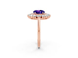 Rose gold Round Cut Tanzanite Floral Double Halo Engagement Ring with Prong Setting_62