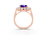 Rose gold Round Cut Tanzanite Floral Double Halo Engagement Ring with Prong Setting_63