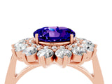 Rose gold Round Cut Tanzanite Floral Double Halo Engagement Ring with Prong Setting_64