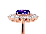 Rose gold Round Cut Tanzanite Floral Double Halo Engagement Ring with Prong Setting_65