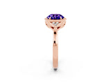 Rose gold Round Cut Tanzanite Halo Ring with Tapered Band and Four-Prong Setting_2