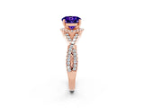 Rose gold Round Cut Tanzanite Halo Twist Band Solitaire Prong Setting Ring_2