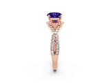 Rose gold Round Cut Tanzanite  Halo Twist Band Solitaire Prong Setting Ring_38