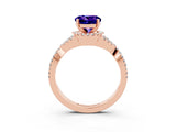 Rose gold Round Cut Tanzanite  Halo Twist Band Solitaire Prong Setting Ring_39