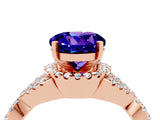 Rose gold Round Cut Tanzanite  Halo Twist Band Solitaire Prong Setting Ring_40