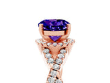 Rose gold Round Cut Tanzanite  Halo Twist Band Solitaire Prong Setting Ring_41