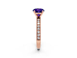 Rose gold Round Cut Tanzanite Milgrain Pavé Engagement Ring with Four-Prong Setting_2