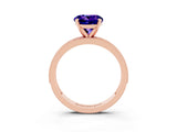 Rose gold Round Cut Tanzanite Milgrain Pavé Engagement Ring with Four-Prong Setting_3