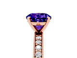 Rose gold Round Cut Tanzanite Milgrain Pavé Engagement Ring with Four-Prong Setting_5