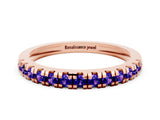 Rose gold Round Cut Tanzanite Pavé Set Thin Band
