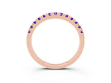 Rose gold Round Cut Tanzanite Pavé Set Thin Band_3