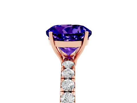 Rose gold Round Cut Tanzanite Pavé Solitaire Engagement Ring with Four-Prong Setting_17