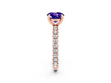 Rose gold Round Cut Tanzanite Pavé Solitaire Ring with Round Band and Prong Setting_26
