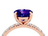 Rose gold Round Cut Tanzanite Pavé Solitaire Ring with Round Band and Prong Setting_28