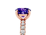 Rose gold Round Cut Tanzanite Pavé Solitaire Ring with Round Band and Prong Setting_29