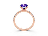 Rose gold Round Cut Tanzanite Pave Band Solitaire Ring with Four-Prong Setting_27