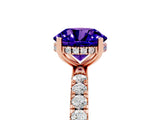 Rose gold Round Cut Tanzanite Pave Band Solitaire Ring with Four-Prong Setting_29