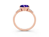 Rose gold Round Cut Tanzanite Ring with Side Stones and Four-Prong Setting_39