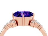 Rose gold Round Cut Tanzanite Ring with Side Stones and Four-Prong Setting_40