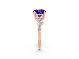 Rose gold Round Cut Tanzanite Scattered Round Accent Ring with Prong Setting_14