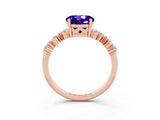 Rose gold Round Cut Tanzanite Scattered Round Accent Ring with Prong Setting_15
