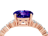 Rose gold Round Cut Tanzanite Scattered Round Accent Ring with Prong Setting_16