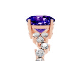 Rose gold Round Cut Tanzanite Scattered Round Accent Ring with Prong Setting_17