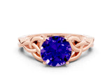 Rose gold Round Cut Tanzanite Solitaire Celtic Knot Ring with Four-Prong Setting_12