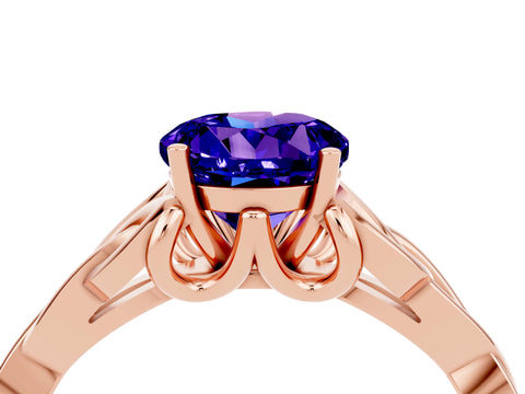 Rose gold Round Cut Tanzanite Solitaire Celtic Knot Ring with Four-Prong Setting_16