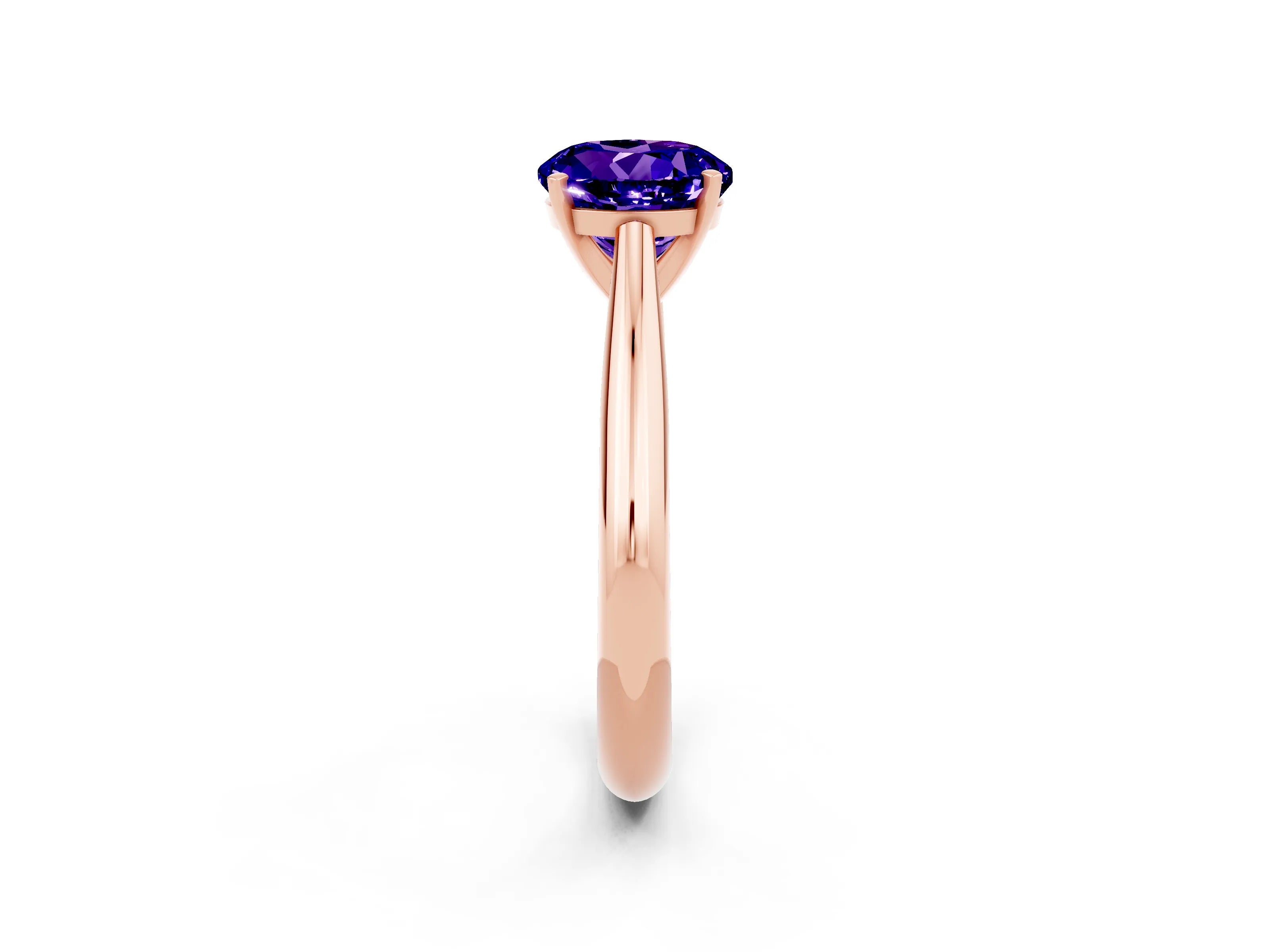 Rose gold Round Cut Tanzanite Solitaire Engagement Ring with Cathedral Setting and Four-Prong Mount_14