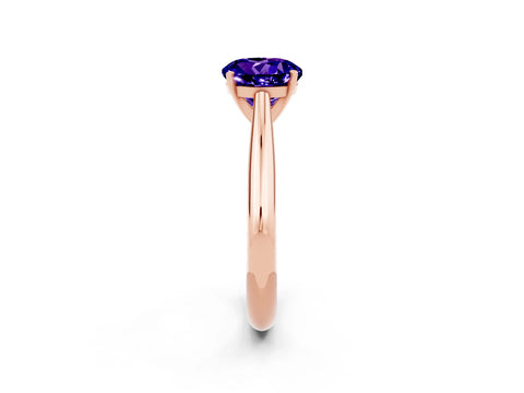 Rose gold Round Cut Tanzanite Solitaire Engagement Ring with Cathedral Setting and Four-Prong Mount_14