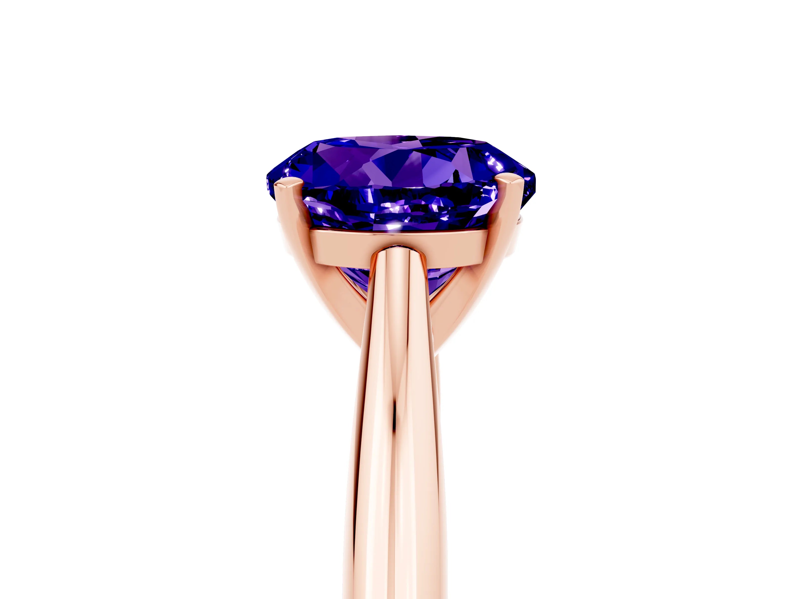 Rose gold Round Cut Tanzanite Solitaire Engagement Ring with Cathedral Setting and Four-Prong Mount_17