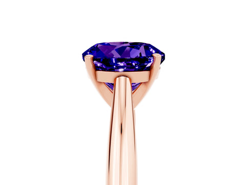 Rose gold Round Cut Tanzanite Solitaire Engagement Ring with Cathedral Setting and Four-Prong Mount_17