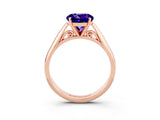 Rose gold Round Cut Tanzanite Solitaire Engagement Ring with Cathedral Setting and Four-Prong Mount_27