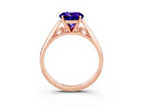 Rose gold Round Cut Tanzanite Solitaire Engagement Ring with Cathedral Setting and Four-Prong Mount_87