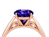 Rose gold Round Cut Tanzanite Solitaire Engagement Ring with Cathedral Setting and Four-Prong Mount_88