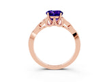 Rose gold Round Cut Tanzanite Solitaire Engagement Ring with Celtic Knot Band and Four-Prong Setting_3