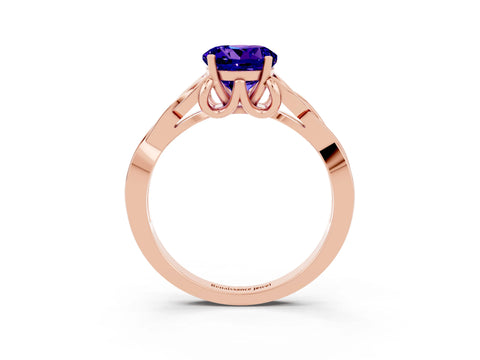 Rose gold Round Cut Tanzanite Solitaire Engagement Ring with Celtic Knot Band and Four-Prong Setting_3