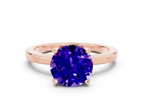 Rose gold Round Cut Tanzanite Solitaire Engagement Ring with Classic Band and Four-Prong Setting_24