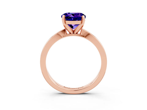 Rose gold Round Cut Tanzanite Solitaire Engagement Ring with Classic Band and Four-Prong Setting_27