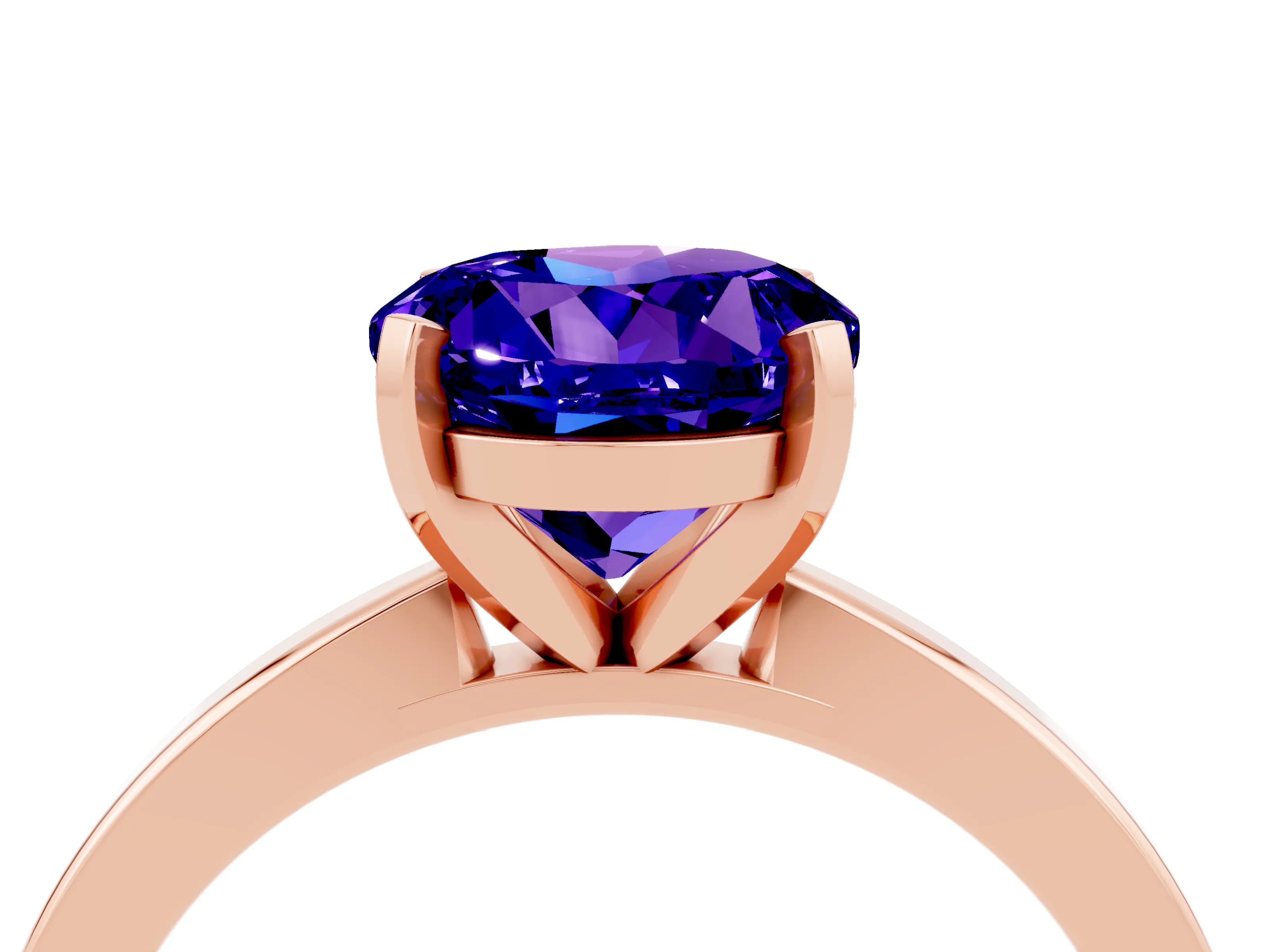 Rose gold Round Cut Tanzanite Solitaire Engagement Ring with Classic Band and Four-Prong Setting_28
