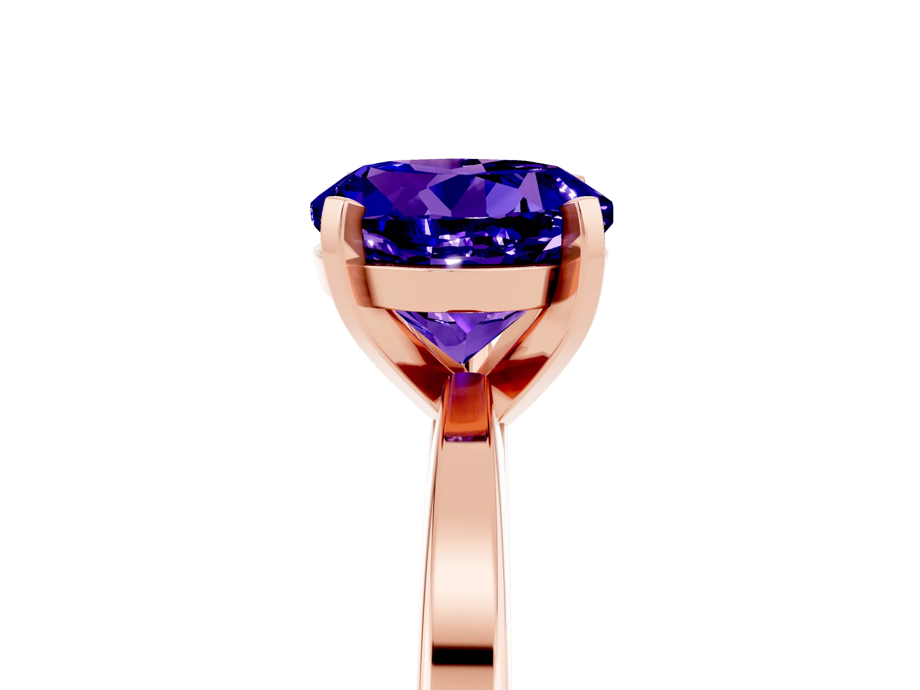 Rose gold Round Cut Tanzanite Solitaire Engagement Ring with Classic Band and Four-Prong Setting_29