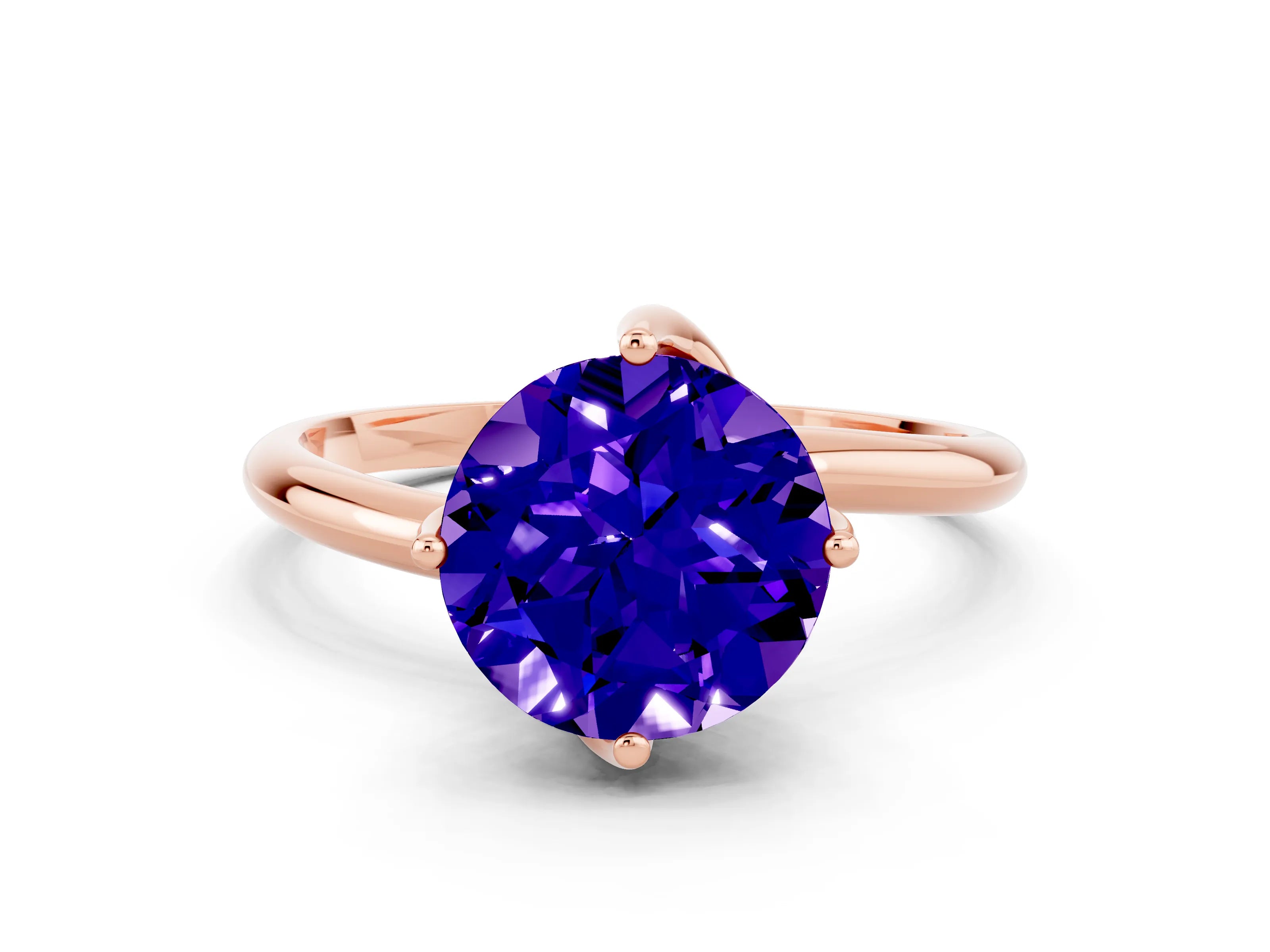 Rose gold Round Cut Tanzanite Solitaire Engagement Ring with Four-Prong Setting and Classic Band_12