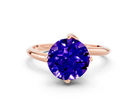 Rose gold Round Cut Tanzanite Solitaire Engagement Ring with Four-Prong Setting and Classic Band_12