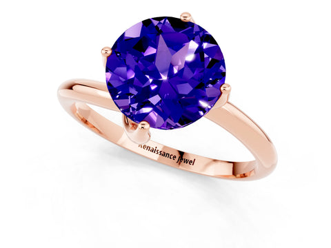 Rose gold Round Cut Tanzanite Solitaire Engagement Ring with Four-Prong Setting and Classic Band_13