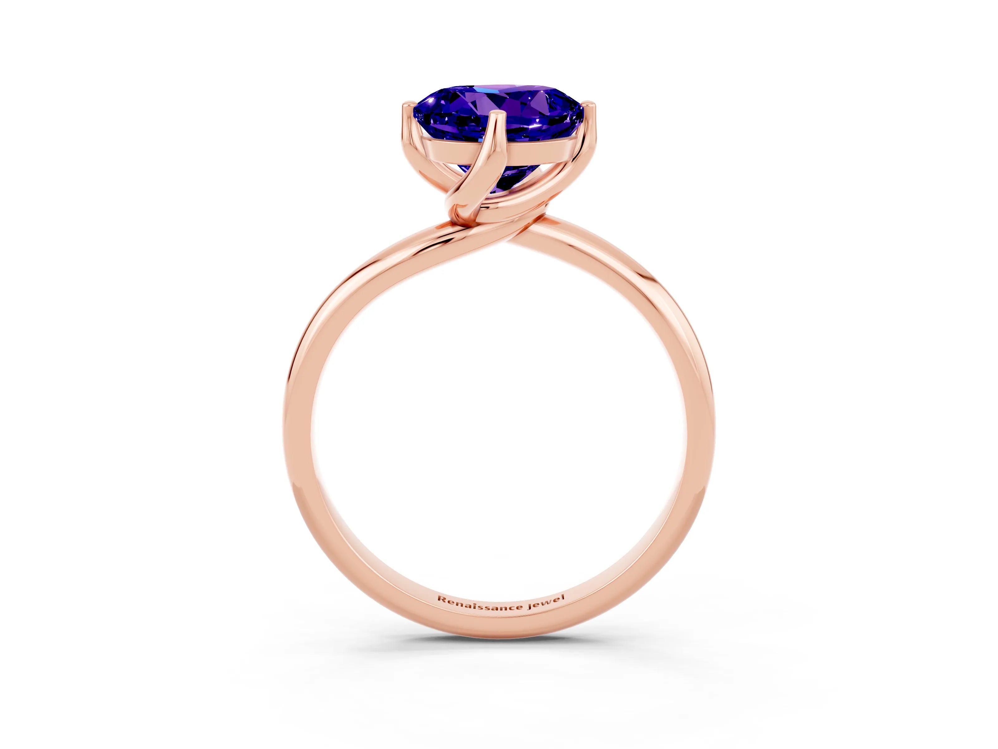 Rose gold Round Cut Tanzanite Solitaire Engagement Ring with Four-Prong Setting and Classic Band_15